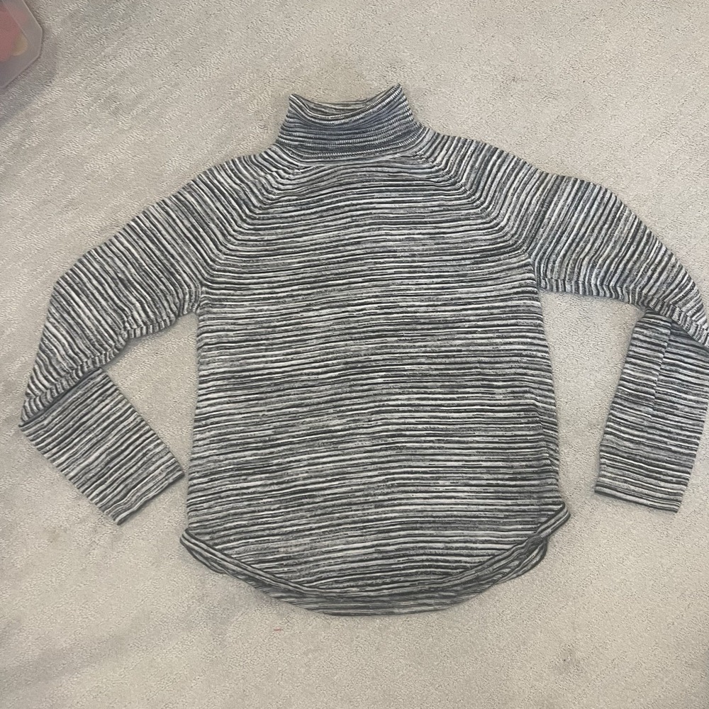 Jean Pierre Sweater Womens M Striped Turtle Neck‎ Pullover Cotton Ribbed Ladies
